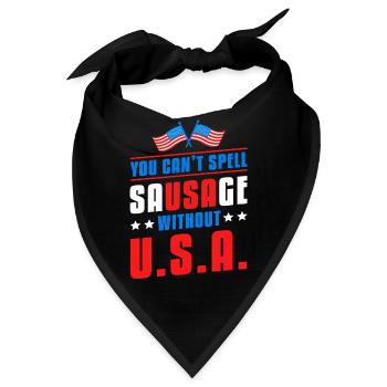 You Cant Spell Sausage Without USA American Flag - Bandana - Schwarz - Vorne