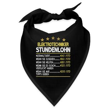 Elektrotechniker Stundensatz Stundenlohn - Bandana - Schwarz - Vorne