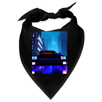 Vaporwave Aesthetic Auto Nacht Wolkenkratzer - Bandana - Schwarz - Vorne