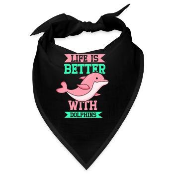 Das Leben Ist Besser Mit Delfinen Delfine Delfin - Bandana - Schwarz - Vorne