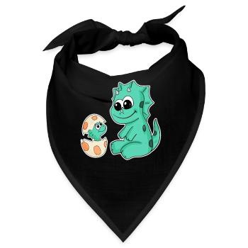 Dinosaurier mit Baby Dinosaurier - Bandana - Schwarz - Vorne