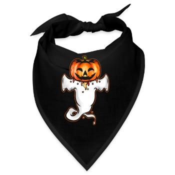 Kawaii Cute Ghost With Pumpkin Head On Costume - Bandana - Schwarz - Vorne