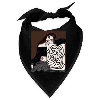 Kubismus Kunst Goth Mädchen Mit Einem Gemälde In - Bandana - Schwarz - Vorne