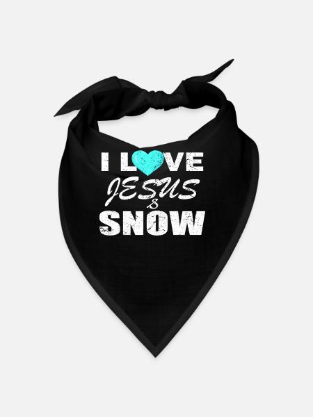 I Love Jesus's Snow Quote Ice Heart Gift - Bandana - black - Front