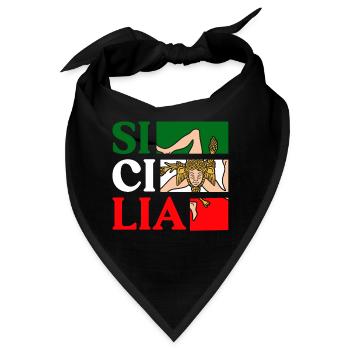 Sizilien flagge Sizilien Palermo Italien - Bandana - Schwarz - Vorne