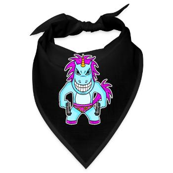 Einhorn mit Pistole - Bandana - Schwarz - Vorne