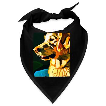 Golden Retriever Portrait Kubismus Hund - Bandana - Schwarz - Vorne