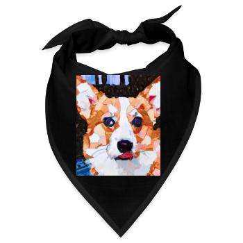 Corgi Portrait Kubismus Hund - Bandana - Schwarz - Vorne