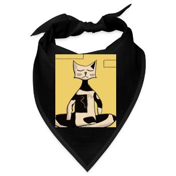 Katzen Portrait Meditierende Katze Kubismus - Bandana - Schwarz - Vorne
