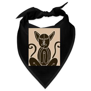Katzen Portrait Katze Kubismus Meditation - Bandana - Schwarz - Vorne