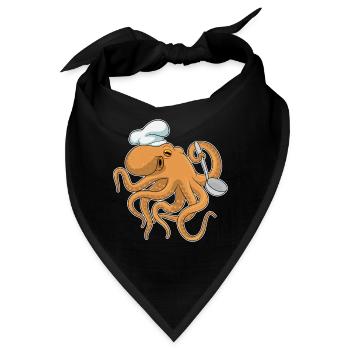 Krake Koch Kochlöffel Kochen - Bandana - Schwarz - Vorne