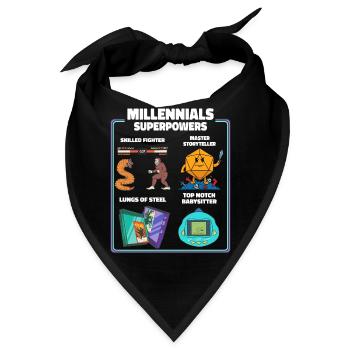 Lustige Millennial Nerdy Old Skool Hobbys Cartoon - Bandana - Schwarz - Vorne