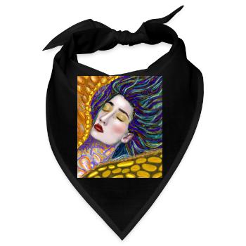 Meerjungfrau Portrait Gustav Klimt Style - Bandana - Schwarz - Vorne