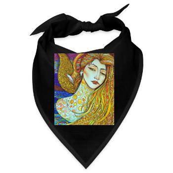 Meerjungfrau Portrait Gustav Klimt Style - Bandana - Schwarz - Vorne
