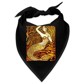 Meerjungfrau Portrait Gustav Klimt Style - Bandana - Schwarz - Vorne