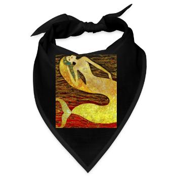 Meerjungfrau Portrait Gustav Klimt Style - Bandana - Schwarz - Vorne