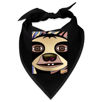 Faultier Portrait Lustig Kubismus - Bandana - Schwarz - Vorne