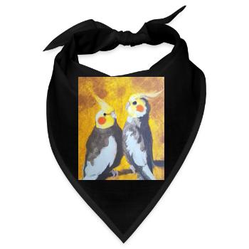 Nymphensittich Pärchen Gustav Klimt Style - Bandana - Schwarz - Vorne