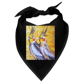 Nymphensittich Pärchen Gustav Klimt Style - Bandana - Schwarz - Vorne