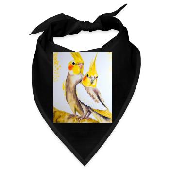 Nymphensittich Pärchen Gustav Klimt Style - Bandana - Schwarz - Vorne