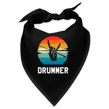 Retro Vintage Classic Drummer Drumming - Bandana - Schwarz - Vorne