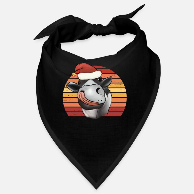 Weihnachtskuh Kuh mit Weihnachtsmütze Retro Bandana