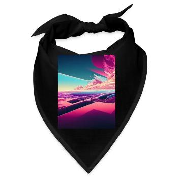 Japanische Dampfwelle Ästhetik blau rosa Muster La - Bandana - Schwarz - Vorne