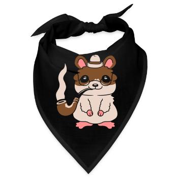 Gentlemen Hamster raucht Pfeife - Bandana - Schwarz - Vorne