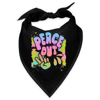 Peace-Out, Frieden-Symbol Friedenszeichen, 70er - Bandana - Schwarz - Vorne