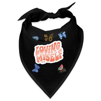 Loving Myself Butterfly Motivational Saying with B - Bandana - Schwarz - Vorne