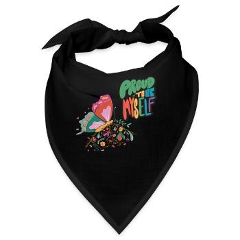 Butterflies Myself Motivational Saying with Cute B - Bandana - Schwarz - Vorne