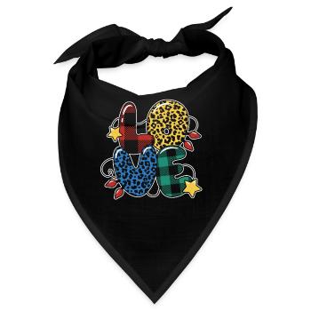 Plaid Pattern Leopard Pattern Love Christmas - Bandana - Schwarz - Vorne