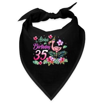 Aloha Geburtstag 35 Flamingo Vogel 35. Geburtstag - Bandana - Schwarz - Vorne