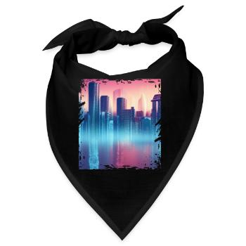 Futuristische Vaporwave City Skyline Cityscape Sci - Bandana - Schwarz - Vorne