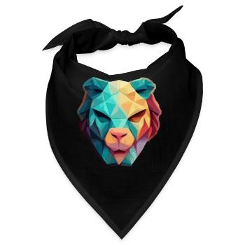 Geometrischer Löwenpolygon niedriger Poly Löwenges - Bandana - Schwarz - Vorne