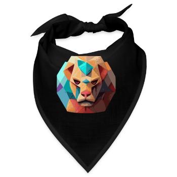 Geometrischer Löwenpolygon niedriger Poly Löwenges - Bandana - Schwarz - Vorne