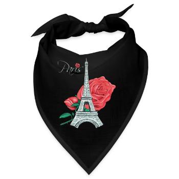 Paris Rose Eiffelturm Rosen Französische Liebe Fra - Bandana - Schwarz - Vorne