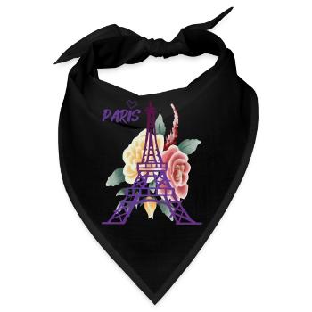 Eiffelturm-Rosen-Paris-Herz-Frankreich-Andenken-fr - Bandana - Schwarz - Vorne
