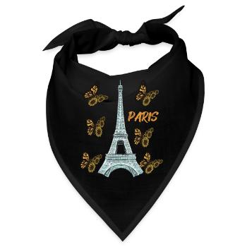 Paris-Schmetterling-Eiffelturm-Sonnenblume-französ - Bandana - Schwarz - Vorne