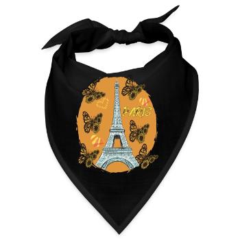 Liebe Paris Herzen Eiffelturm Schmetterling Frankr - Bandana - Schwarz - Vorne