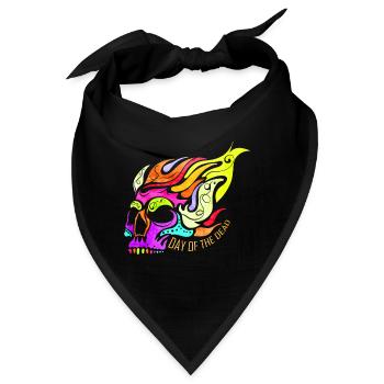 Colorful Flaming Skull For Day Of The Dead - Bandana - Schwarz - Vorne