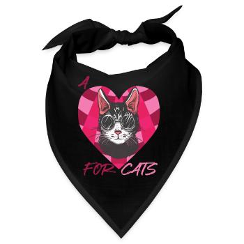 Liebes-Katzen-Kätzchen mit Herz-Katzen-Liebes-cool - Bandana - Schwarz - Vorne