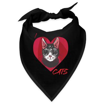 Ich liebe Katzen-Kätzchen-Herz-Bengal-Katze Kater- - Bandana - Schwarz - Vorne