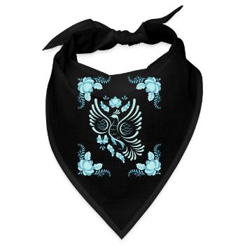 Volkskunst Friedenstaube, Gzhel Art, Gzhel-Kunst - Bandana - Schwarz - Vorne