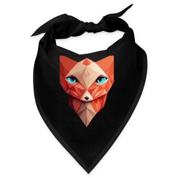 Polygonfuchs Gesicht mit niedrigem Polyfuchskopf - Bandana - Schwarz - Vorne