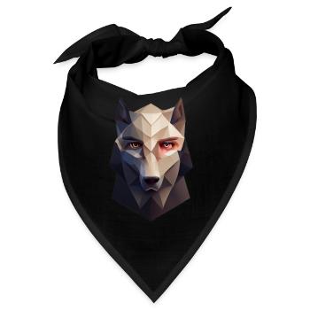 Geometrischer Wolfkopf Polygon niedrig Poly - Bandana - Schwarz - Vorne