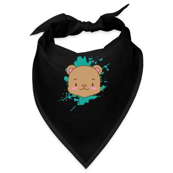 Bär Teddy im japanischen Kawaii Stil Tier - Bandana - Schwarz - Vorne