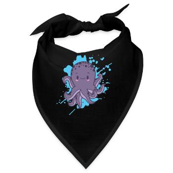 Krake Oktopus im Kawaii Stil Tier Japan - Bandana - Schwarz - Vorne