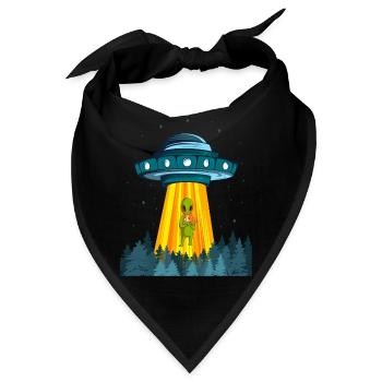Weltraum Alien Raumschiff Katze Ufo Außerirdischer - Bandana - Schwarz - Vorne