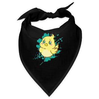 Vögelchen im japanischen Kawaii Stil Tier - Bandana - Schwarz - Vorne